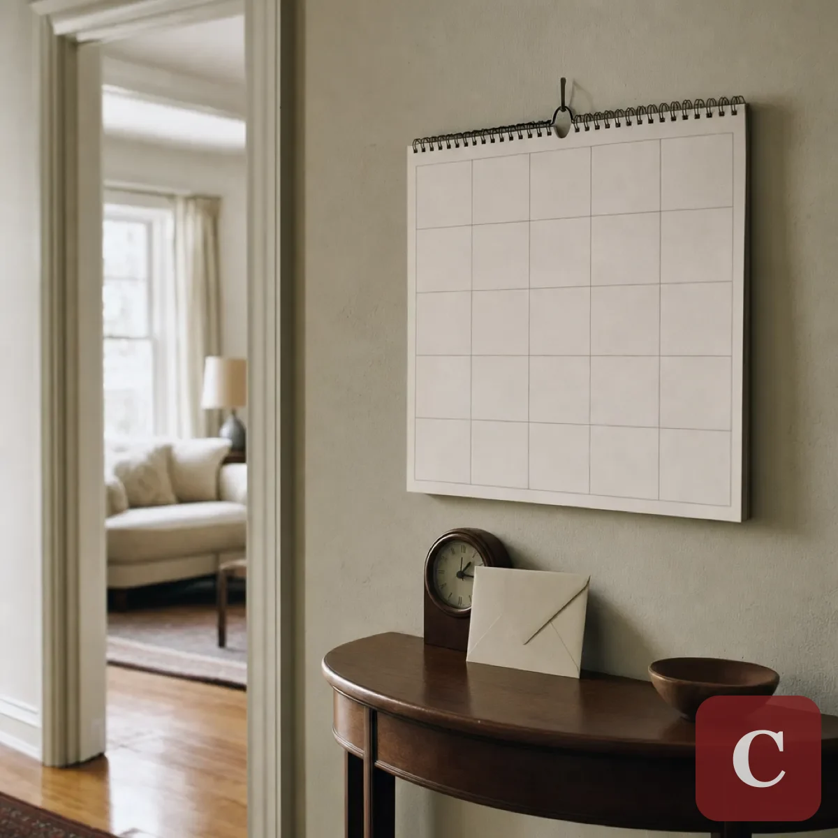 A wall calendar with a date circled