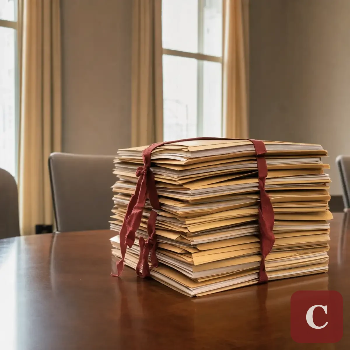 Bound case files stacked on a desk, the paperwork a California probate actually produces
