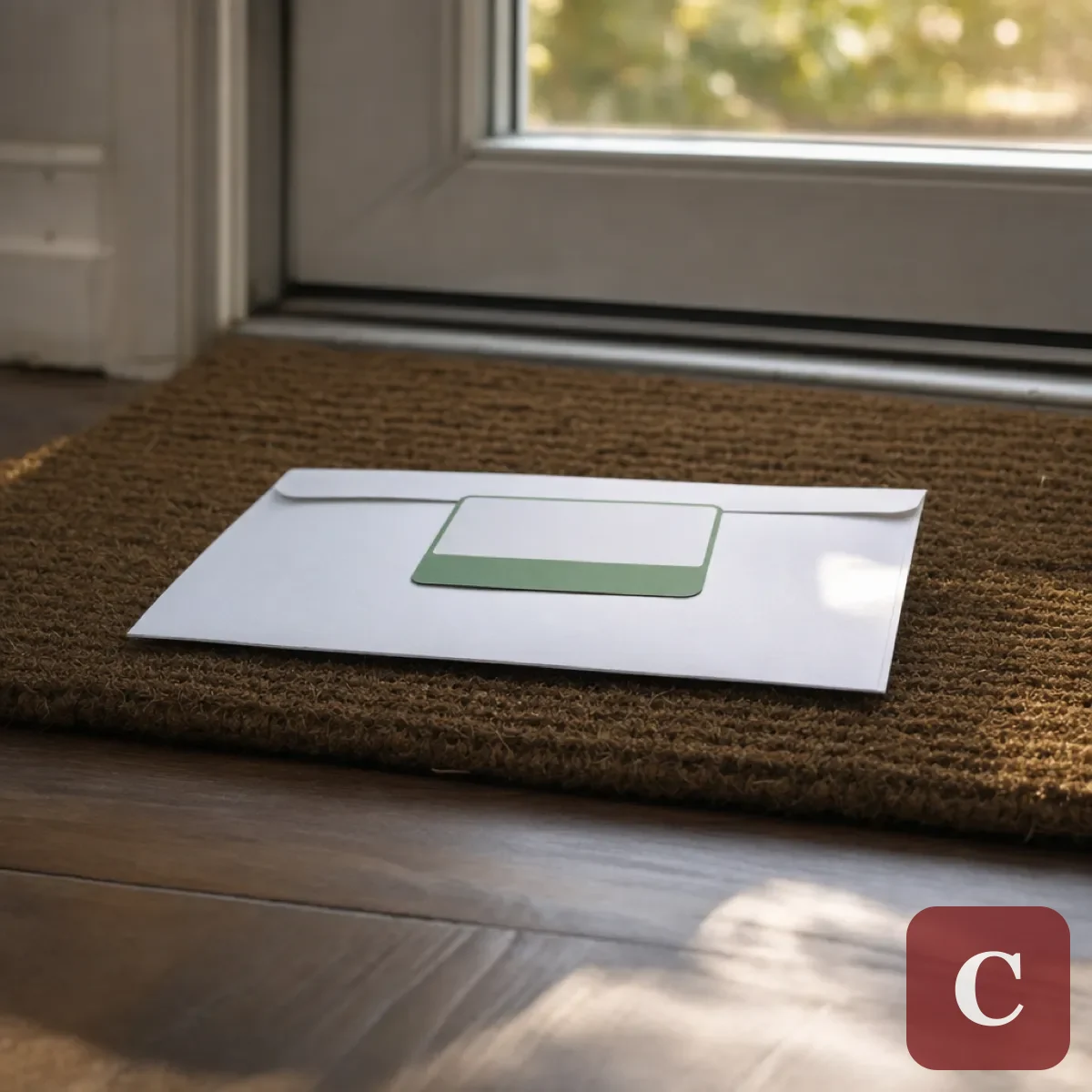 A certified mail envelope on a table